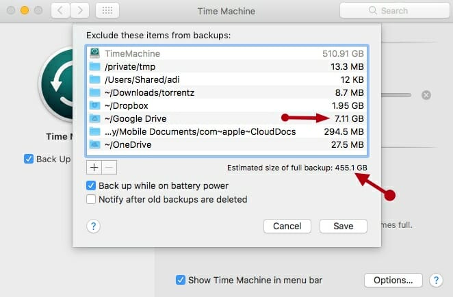 Time Machine Backup Ignore Locations