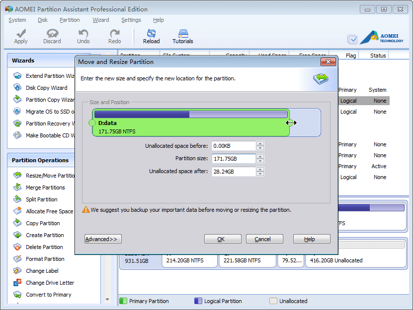 Resize Partition Without Data Loss