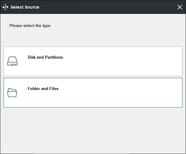 Select a Source For Backup